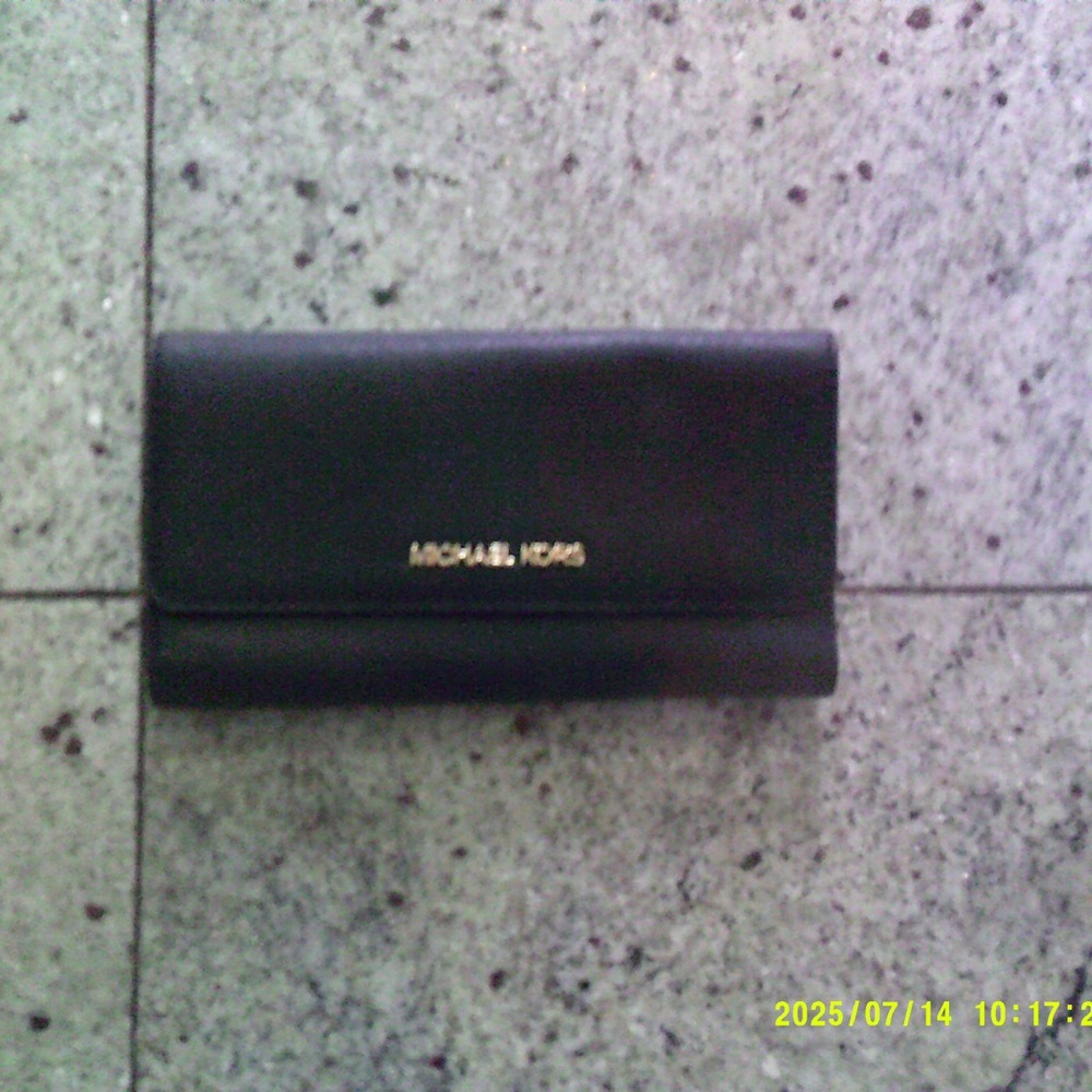 Michael Kors Black Clutch with Gold Logo